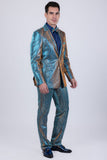 Barabas Wholesale Men's Shiny Geometric Slim Fit Pattern Notch Lapel Suit 5SU42 Multi
