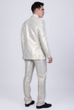 Barabas Wholesale Men's Shiny Geometric Slim Fit Pattern Notch Lapel Suit 5SU42 White