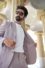 Barabas Wholesale Men's Matte Geometric Slim Fit Pattern Notch Lapel Suit 5SU43 Iris