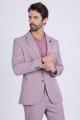 Barabas Wholesale Men's Matte Geometric Slim Fit Pattern Notch Lapel Suit 5SU43 Iris Purple