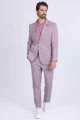 Barabas Wholesale Men's Matte Geometric Slim Fit Pattern Notch Lapel Suit 5SU43 Iris