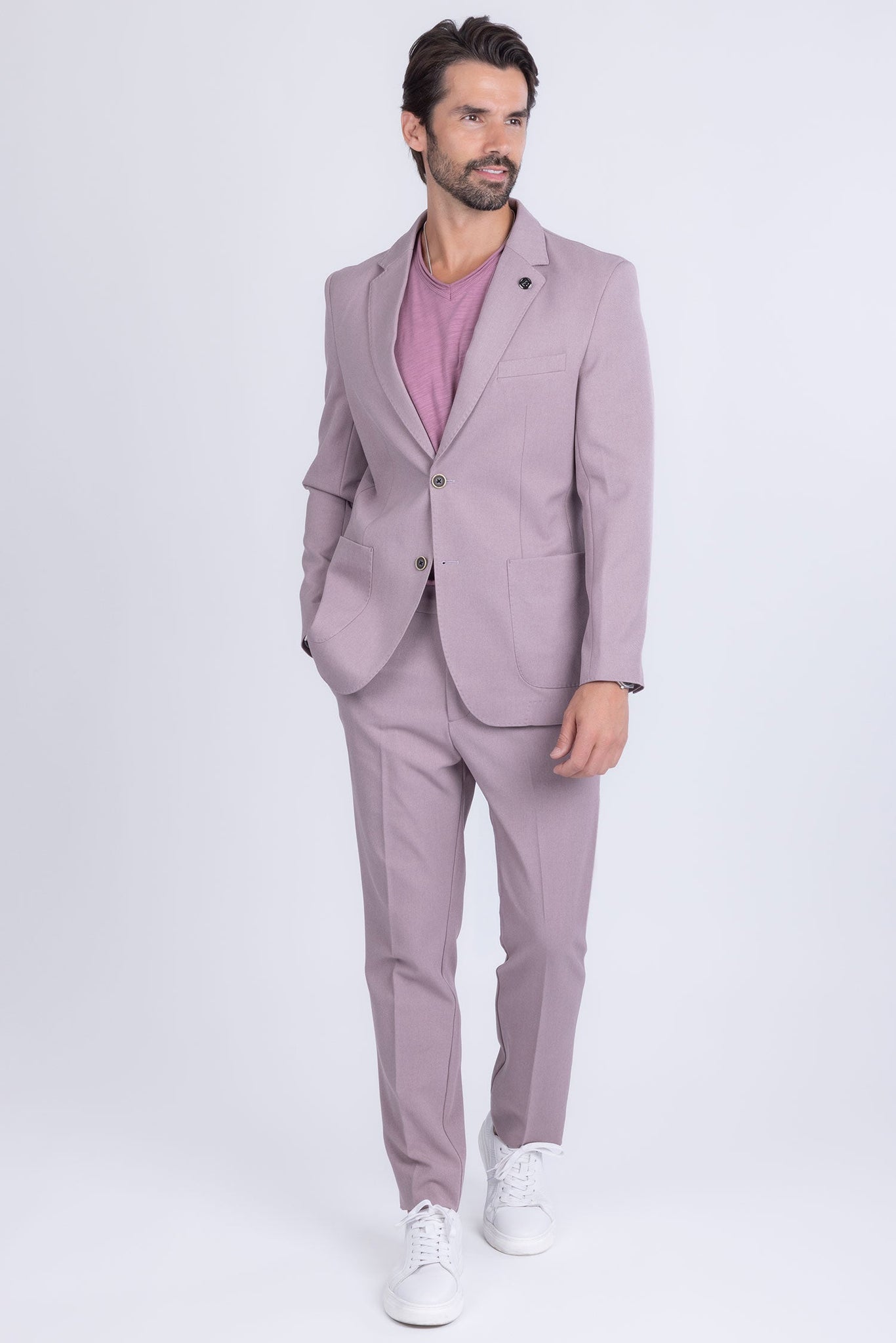 Barabas Wholesale Men's Matte Geometric Slim Fit Pattern Notch Lapel Suit 5SU43 Iris