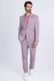 Barabas Wholesale Men's Matte Geometric Slim Fit Pattern Notch Lapel Suit 5SU43 Iris