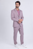 Barabas Wholesale Men's Matte Geometric Slim Fit Pattern Notch Lapel Suit 5SU43 Iris
