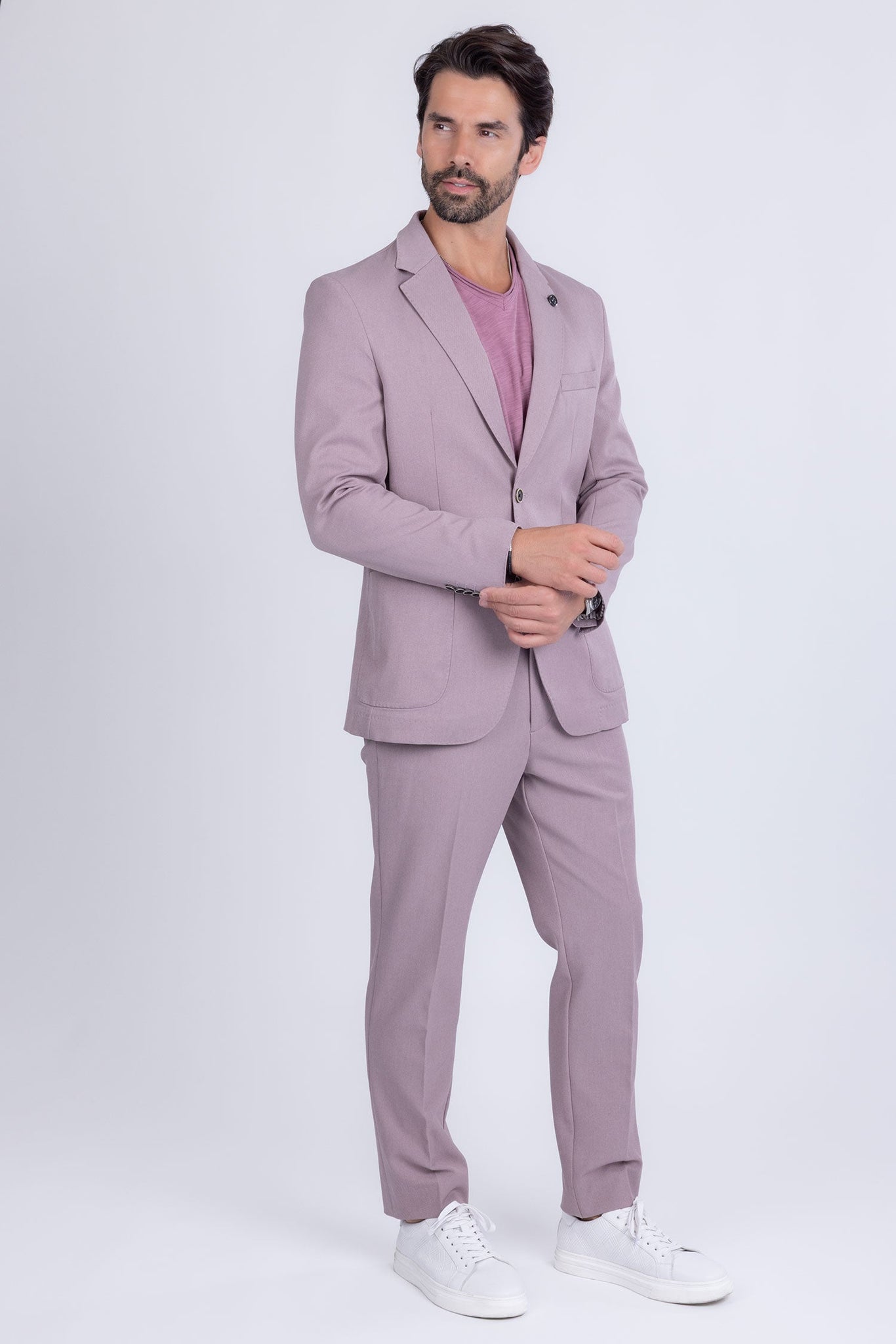 Barabas Wholesale Men's Matte Geometric Slim Fit Pattern Notch Lapel Suit 5SU43 Iris