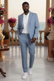 Barabas Wholesale Men's Matte Geometric Slim Fit Pattern Notch Lapel Suit 5SU43 Light Blue