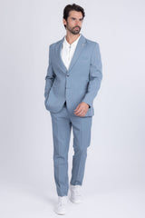 Barabas Wholesale Men's Matte Geometric Slim Fit Pattern Notch Lapel Suit 5SU43  Rain