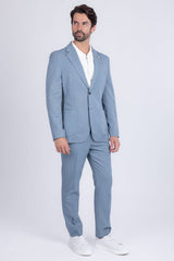 Barabas Wholesale Men's Matte Geometric Slim Fit Pattern Notch Lapel Suit 5SU43 Rain