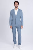Barabas Wholesale Men's Matte Geometric Slim Fit Pattern Notch Lapel Suit 5SU43 Light Blue