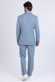 Barabas Wholesale Men's Matte Geometric Slim Fit Pattern Notch Lapel Suit 5SU43 Light Blue