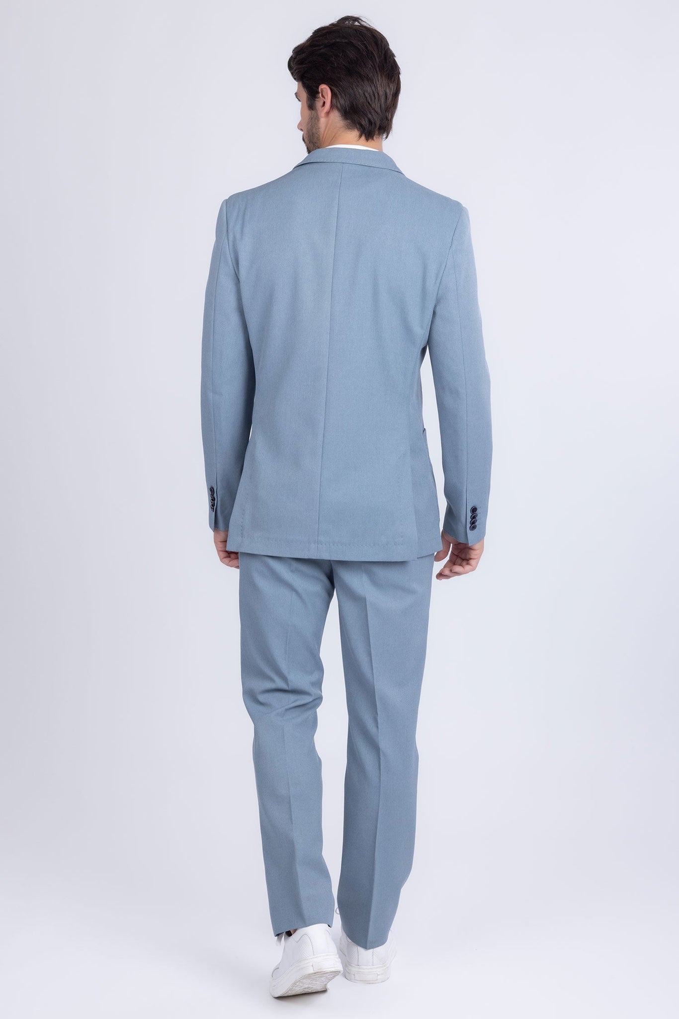 Barabas Wholesale Men's Matte Geometric Slim Fit Pattern Notch Lapel Suit 5SU43 Light Blue