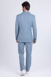 Barabas Wholesale Men's Matte Geometric Slim Fit Pattern Notch Lapel Suit 5SU43 Light Blue