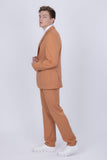 Barabas Wholesale Men's Matte Geometric Slim Fit Pattern Notch Lapel Suit 5SU43 Apricot Crush