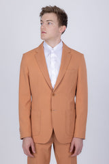 Barabas Wholesale Men's Matte Geometric Slim Fit Pattern Notch Lapel Suit 5SU43 Orange