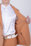 Barabas Wholesale Men's Matte Geometric Slim Fit Pattern Notch Lapel Suit 5SU43 Mustard