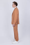 Barabas Wholesale Men's Matte Geometric Slim Fit Pattern Notch Lapel Suit 5SU43 Apricot Crush