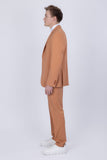 Barabas Wholesale Men's Matte Geometric Slim Fit Pattern Notch Lapel Suit 5SU43 Apricot Crush