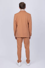 Barabas Wholesale Men's Matte Geometric Slim Fit Pattern Notch Lapel Suit 5SU43 Orange