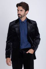 Barabaas Wholesale Men's Velvet Luxury Formal Wear Peak Lapel Suit 5SU51 Black