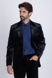 Barabaas Wholesale Men's Velvet Luxury Formal Wear Peak Lapel Suit 5SU51 Black