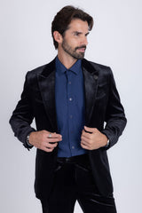 Barabaas Wholesale Men's Velvet Luxury Formal Wear Peak Lapel Suit 5SU51 Black