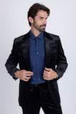 Barabaas Wholesale Men's Velvet Luxury Formal Wear Peak Lapel Suit 5SU51 Black
