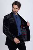 Barabaas Wholesale Men's Velvet Luxury Formal Wear Peak Lapel Suit 5SU51 Black