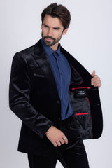 Barabas Wholesale Men's Velvet Luxury Formal Wear Peak Lapel Suit 5SU51 Black