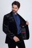 Barabas Wholesale Men's Velvet Luxury Formal Wear Peak Lapel Suit 5SU51 Black