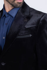 Barabaas Wholesale Men's Velvet Luxury Formal Wear Peak Lapel Suit 5SU51 Black