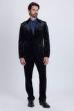 Barabaas Wholesale Men's Velvet Luxury Formal Wear Peak Lapel Suit 5SU51 Black