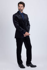 Barabas Wholesale Men's Velvet Luxury Formal Wear Peak Lapel Suit 5SU51 Charcoal