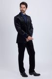 Barabas Wholesale Men's Velvet Luxury Formal Wear Peak Lapel Suit 5SU51 Charcoal