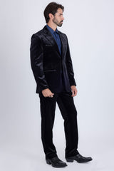 Barabaas Wholesale Men's Velvet Luxury Formal Wear Peak Lapel Suit 5SU51 Black