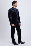 Barabaas Wholesale Men's Velvet Luxury Formal Wear Peak Lapel Suit 5SU51 Black
