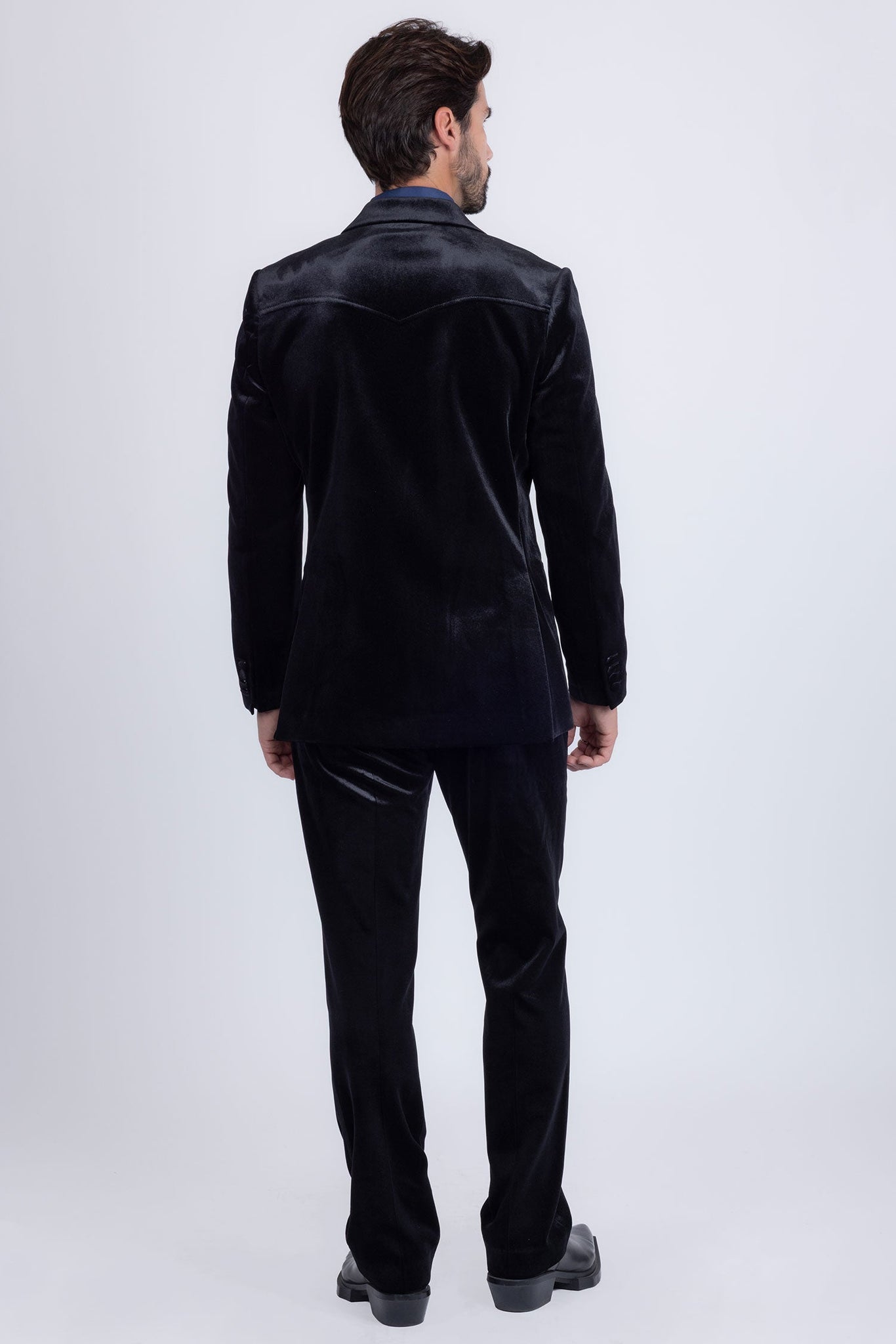 Barabaas Wholesale Men's Velvet Luxury Formal Wear Peak Lapel Suit 5SU51 Black