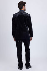 Barabas Wholesale Men's Velvet Luxury Formal Wear Peak Lapel Suit 5SU51 Black