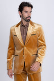 Barabas Wholesale Men's Velvet Luxury Formal Wear Peak Lapel Suit 5SU51 Gold