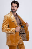 Barabas Wholesale Men's Velvet Luxury Formal Wear Peak Lapel Suit 5SU51 Mustard