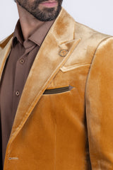 Barabaas Wholesale Men's Velvet Luxury Formal Wear Peak Lapel Suit 5SU51 Gold
