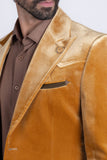 Barabaas Wholesale Men's Velvet Luxury Formal Wear Peak Lapel Suit 5SU51 Gold