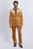 Barabas Wholesale Men's Velvet Luxury Formal Wear Peak Lapel Suit 5SU51 Gold
