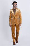 Barabas Wholesale Men's Velvet Luxury Formal Wear Peak Lapel Suit 5SU51 Gold