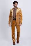 Barabas Wholesale Men's Velvet Luxury Formal Wear Peak Lapel Suit 5SU51 Mustard