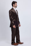 Barabas Wholesale Men's Striped Double Breast Velvet Peak Lapel Suit 5SU52 Brown