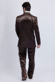 Barabas Wholesale Men's Striped Double Breast Velvet Peak Lapel Suit 5SU52 Coffee