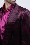Barabas Wholesale Men's Striped Double Breast Velvet Peak Lapel Suit 5SU52 Red