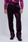 Barabas Wholesale Men's Striped Double Breast Velvet Peak Lapel Suit 5SU52 wine