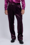Barabas Wholesale Men's Striped Double Breast Velvet Peak Lapel Suit 5SU52 wine