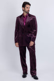 Barabas Wholesale Men's Striped Double Breast Velvet Peak Lapel Suit 5SU52 wine